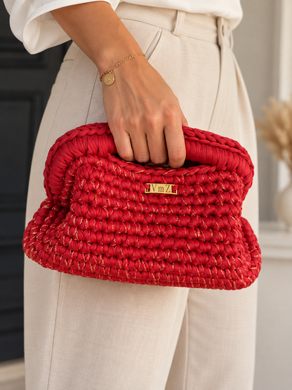Sac Stéphanie - Rouge et fil doré / Prêt à partir