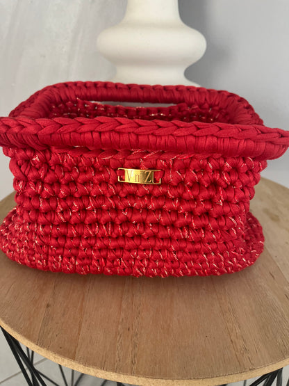 Sac Stéphanie rouge et fil doré au crochet — photo 4