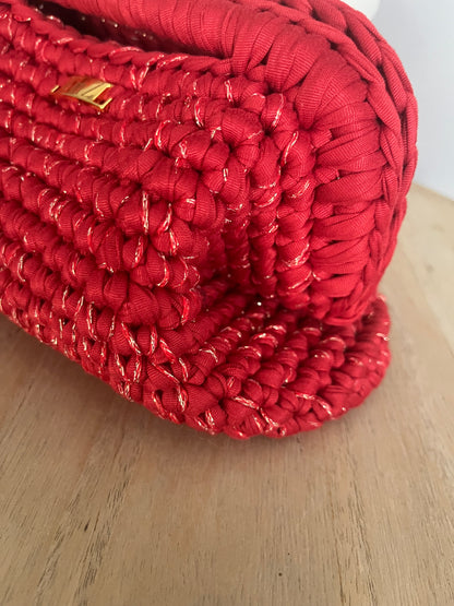 Sac Stéphanie rouge et fil doré au crochet — photo 3