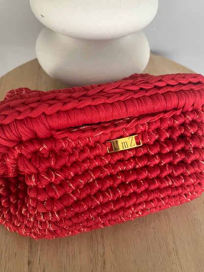 Sac Stéphanie rouge et fil doré au crochet — photo 2