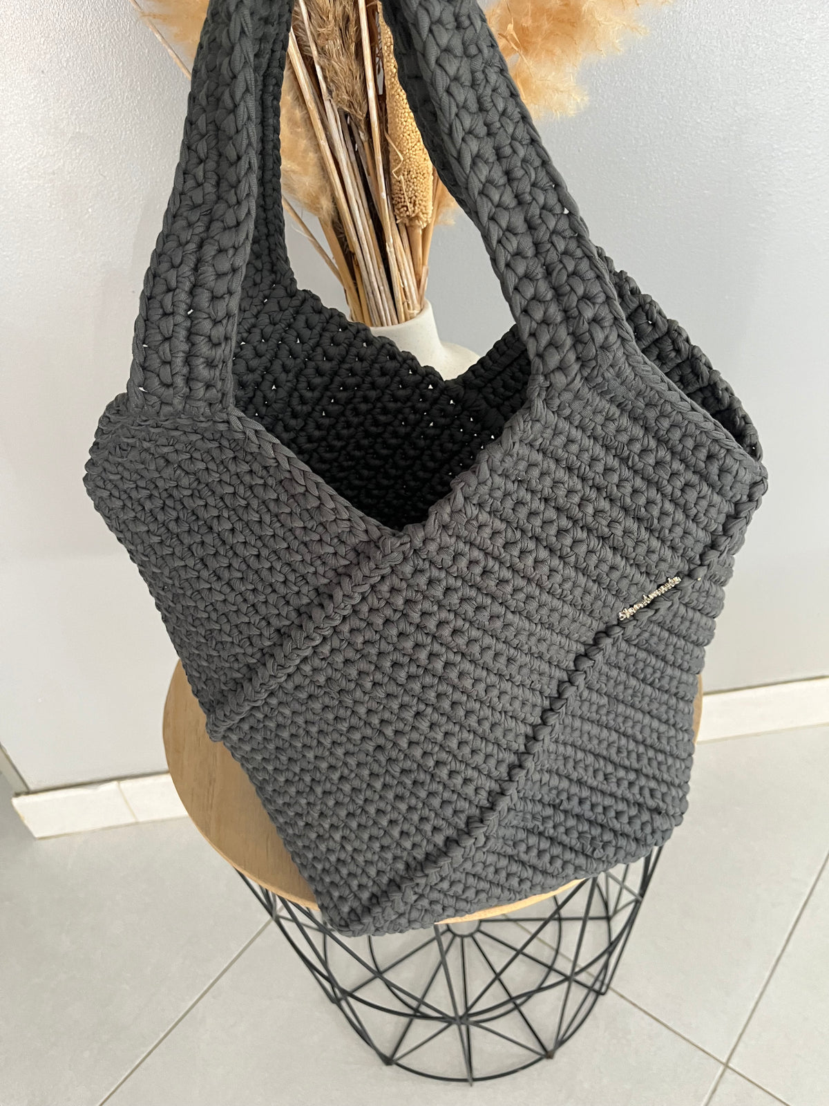 Sac Mimie gris anthracite au crochet — photo 2