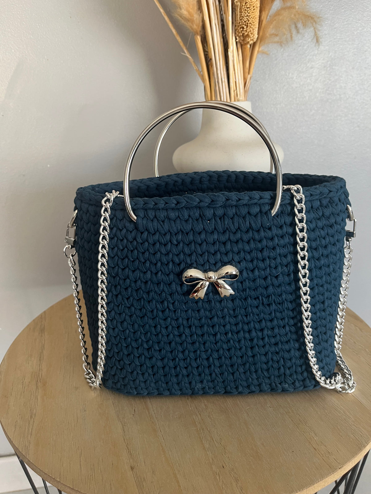 Sac Cynthia bleu denim au crochet — photo 7