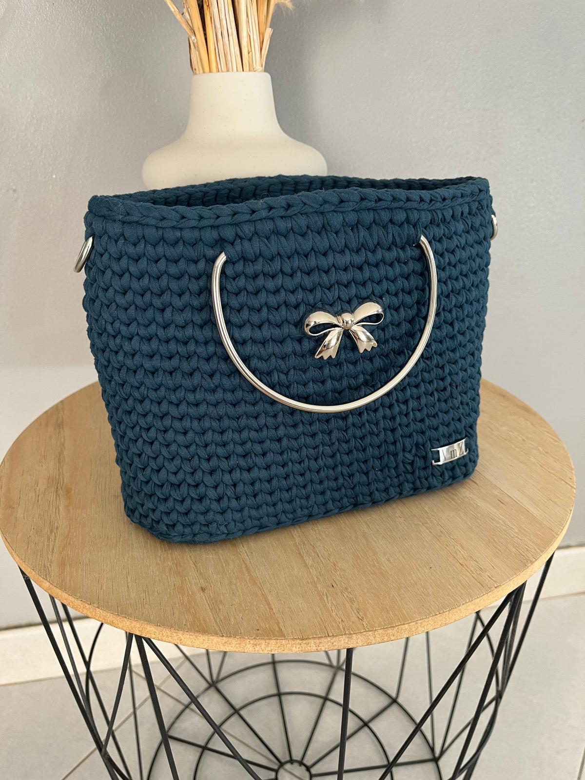 Sac Cynthia bleu denim au crochet — photo 2