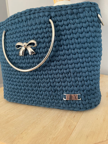 Sac Cynthia bleu denim au crochet — photo 4