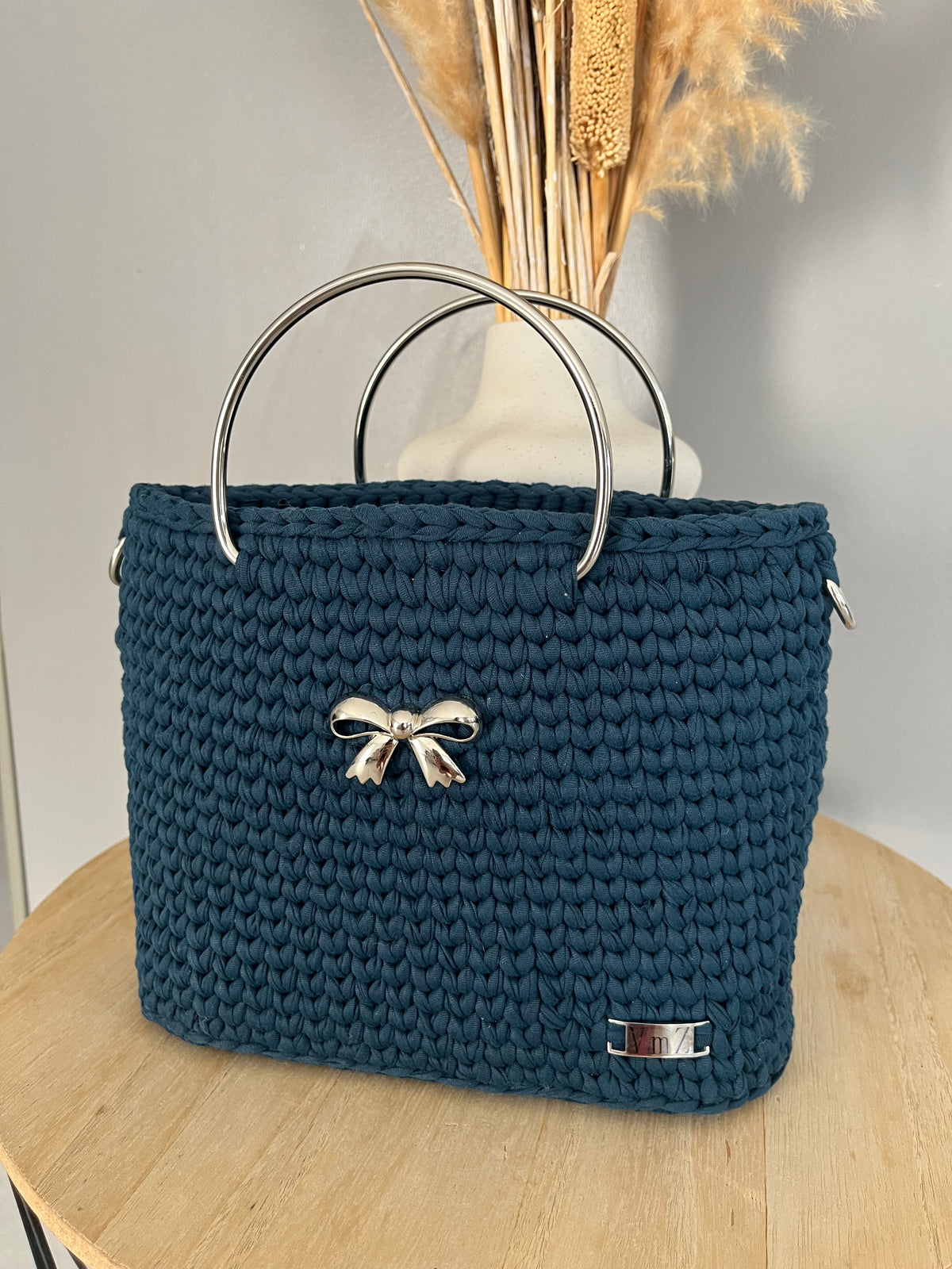 Sac Cynthia bleu denim au crochet — photo 3