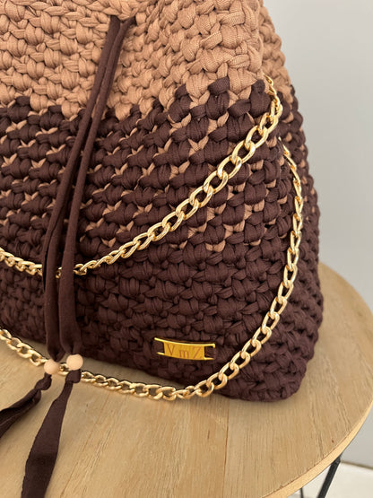 Sac Aurore marron foncé et marron clair au crochet — photo 4