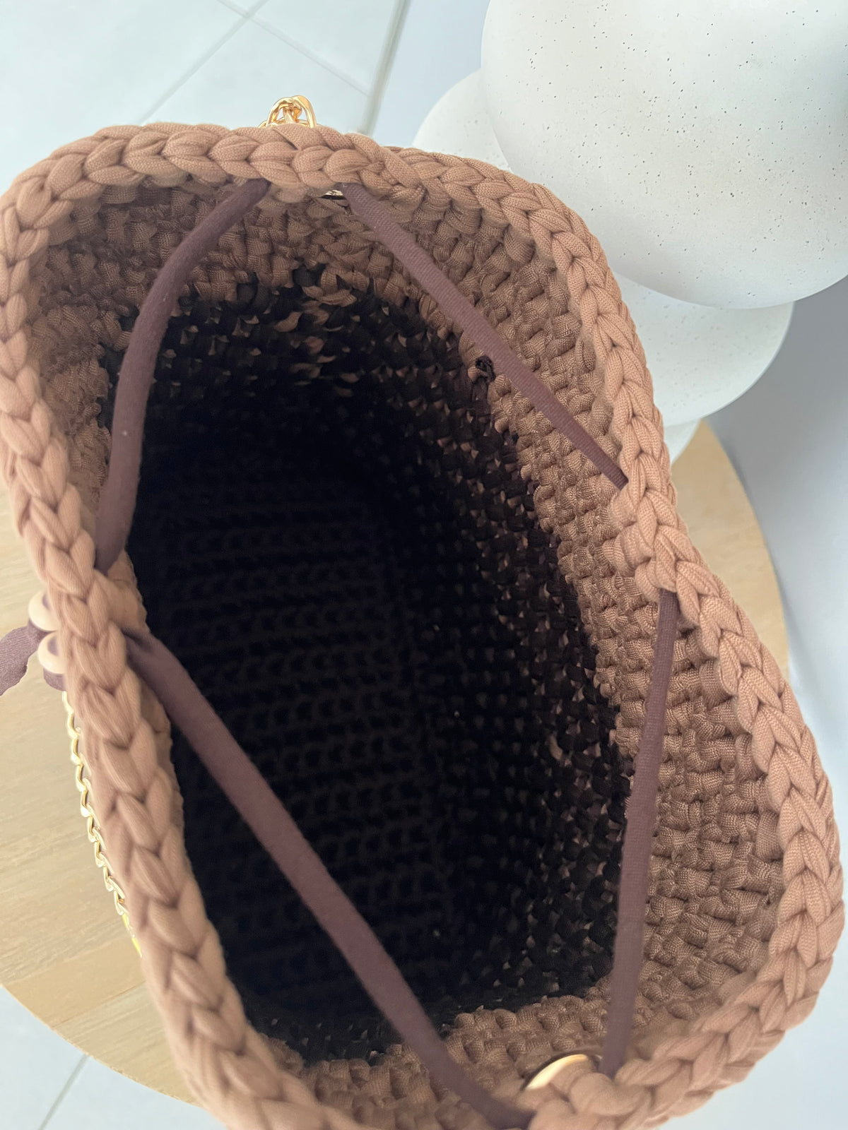 Sac Aurore marron foncé et marron clair au crochet — photo 8