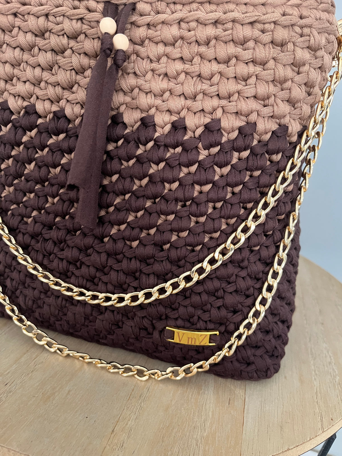 Sac Aurore marron foncé et marron clair au crochet — photo 2