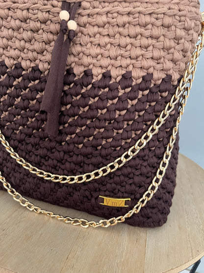 Sac Aurore marron foncé et marron clair au crochet — photo 2
