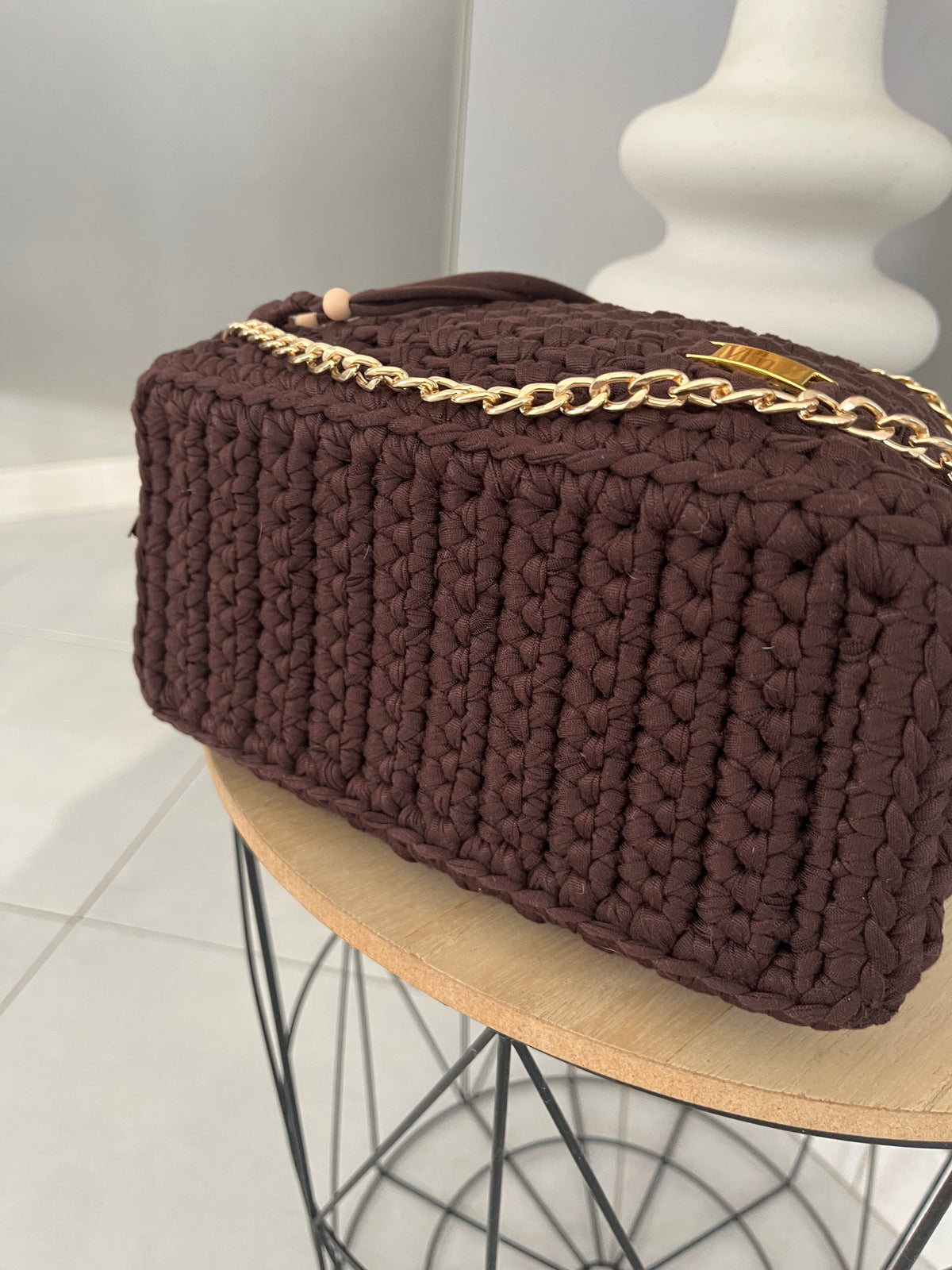 Sac Aurore marron foncé et marron clair au crochet — photo 7