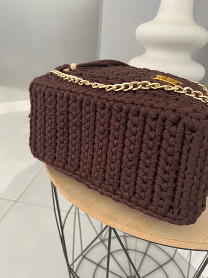 Sac Aurore marron foncé et marron clair au crochet — photo 7